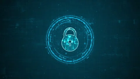 Motion graphic of Blue digital security key logo and circle futuristic HUD eleme Stock Footage 318338445