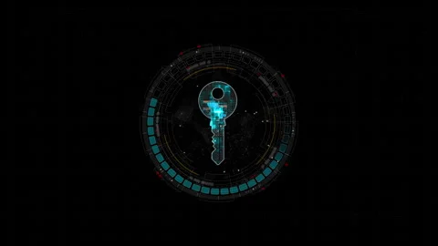 Motion graphic of Blue digital security key logo and circle futuristic HUD eleme Stock Footage 323256097
