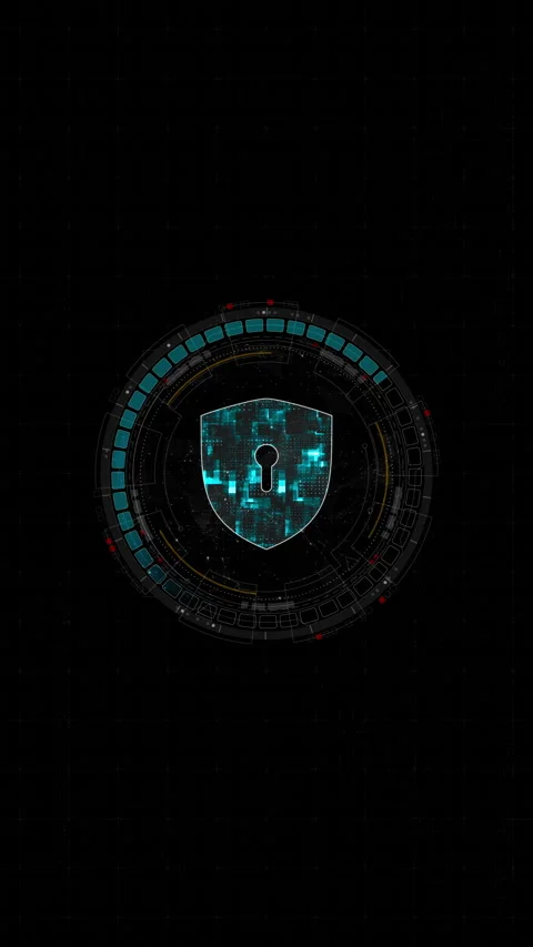  Motion graphic of Blue digital security shield logo and circle futuristic HUD e 库存影片 328240264