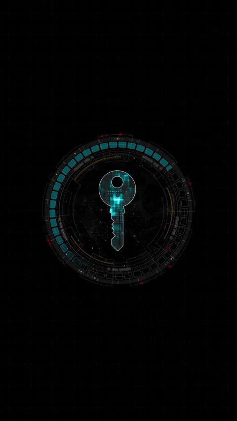 Motion graphic of Blue digital security key logo and circle futuristic HUD eleme Stock Footage 328240331