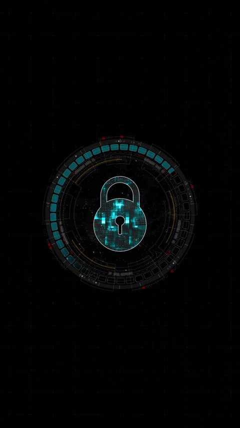 Motion graphic of Blue digital security key logo and circle futuristic HUD eleme Vidéo 328240338