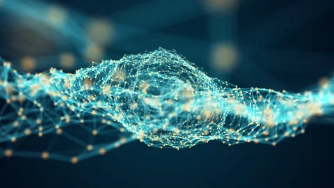 Motion graphic of Blue dot and line mesh connection with polygonal technology ab Stock Footage 312753733