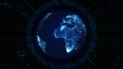 Motion graphic of Blue earth with polygon shape rotation on abstract background Stock Footage 138186040