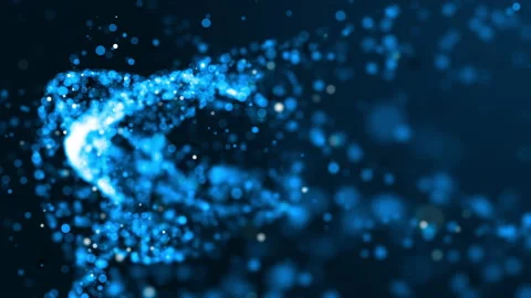 Motion graphic of Blue lighting particle wave levitation abstract background Stock Footage 141900990