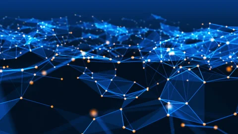 Motion graphic of Blue polygonal abstract background, Seamless loop video Stock Footage 143377977