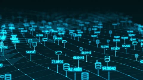 Motion graphic of Blue technology storage icon connection big data concept Stock Footage 146318751