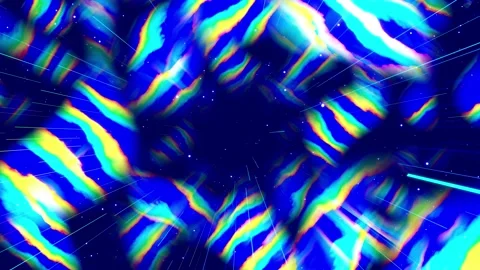 Motion graphic, camera fly in art space, multilayer structure with pattern, glow Stock Footage 169188070