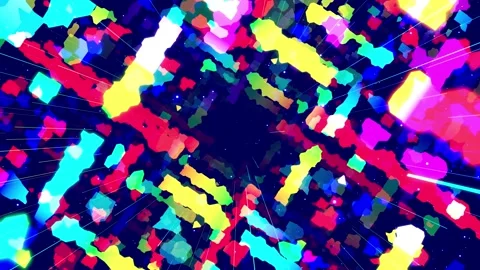 Motion graphic, camera fly in art space, multilayer structure with pattern, glow Stock Footage 201035834