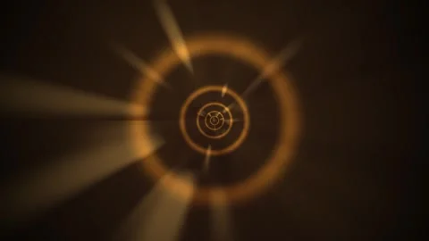 Motion graphic of circular light patterns in dark Stock Footage 340240634