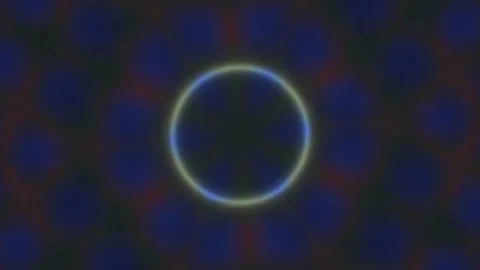 Motion graphic of colorful circular patterns on dark Stock Footage 338082487