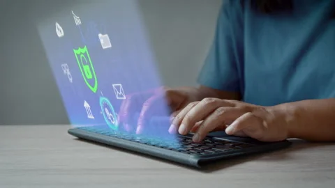 Motion graphic of cyber security data protection technology concept. Stock-Footage 342589124