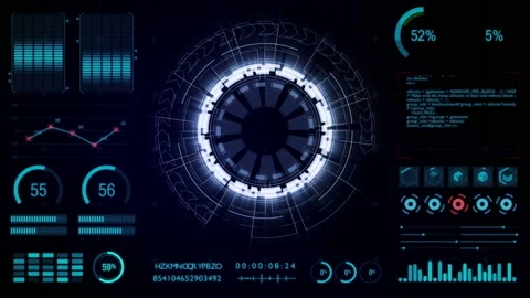 Motion graphic of Dashboard report with blue circle and HUD graph percentage 스톡 동영상 139584971