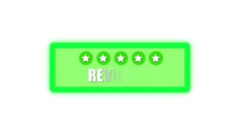 Motion graphic design element with animated green review us button and exce.. Stock Footage 313816171