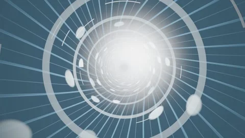Motion graphic design of swirling lines and light in a tunnel Stock Footage 337375023