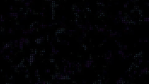 Motion Graphic Digital Tech Grid Loop with Cyan &amp; Purple LED Dots Stock Footage 345697750