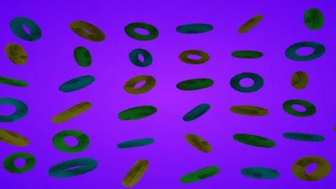 Motion graphic displaying a repeating grid of wireframe torus rings Stock-Footage 338206615
