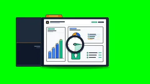 Motion graphic executive report folder featuring financial charts Stockbeeldmateriaal 347039931