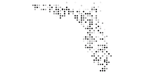 Motion Graphic Falling Circles Building the Florida State Silhouette Vídeos de archivo 321293091
