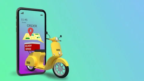 Motion Graphic Fast delivery by motorcycle. E-Commerce Stock Footage 134944721