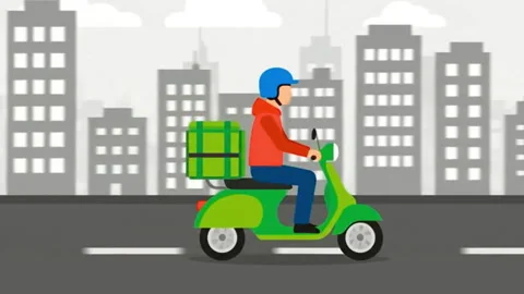 Motion Graphic of a Fast Parcel Delivery on a Motorbike. Stock Footage 315378822