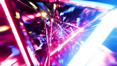 Motion graphic of flying into rotation triangle digital tunnel. Infinitely Stock Footage 194503833
