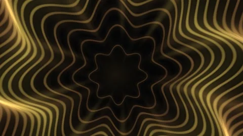 Motion graphic of golden wave patterns in a circular design Stock Footage 340374068
