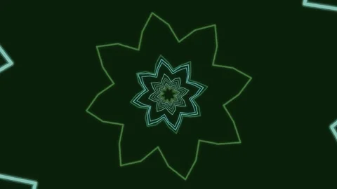 Motion graphic of a green flower shape rotating on a dark background 動画素材 337233553