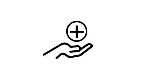 A motion graphic of a hand receiving a circle with a plus sign, representin.. Stock-Footage 337443813