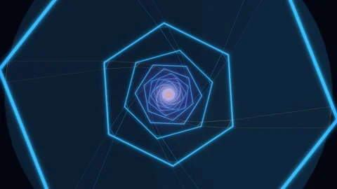 Motion graphic of a hexagonal spiral with glowing lines Stock Footage 337378744