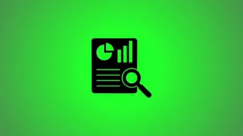 Motion graphic icon of analytical report with charts and magnifying glass o.. Stock Footage 346490882