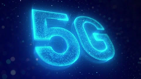 Motion Graphic Of Light Blue 5G Concept With Abstract Bokeh Background Stock Footage 140712967