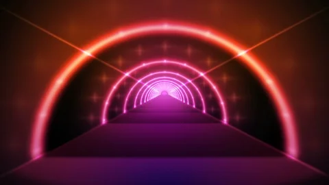 Motion Graphic , Loop clips cicle glowing lines, tunnel, neon lights Stock Footage 99299311