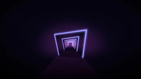 Motion Graphic , Loop clips square glowing lines, tunnel, neon lights Stock Footage 99280017