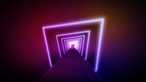 Motion Graphic , Loop clips square glowing lines, tunnel, neon lights Stock Footage 99298933