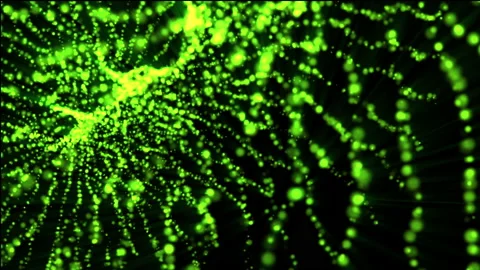 Motion graphic: Looping digital olor particles wave flow abstract motion back Stock Footage 157245179
