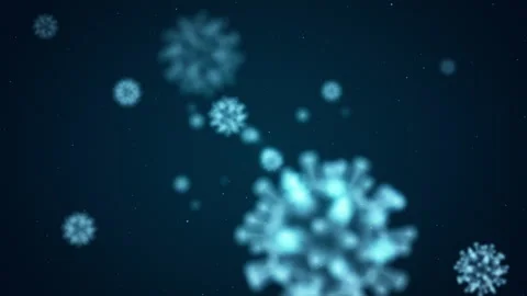 Motion graphic of micro blue covid-19 virus levitation seamless loop video Stockbeeldmateriaal 201017986
