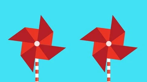 Motion graphic of a red pinwheel that is moved by the wind Stock Footage 88397641