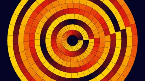 Motion graphic of a rotating circular ring composed of warm-toned mosaic Stock Footage 339045378