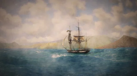 Motion Graphic of Sailing Ship 스톡 동영상 61888720