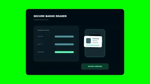 Motion graphic of secure badge reader scanning access card Vídeo Stock 346981885