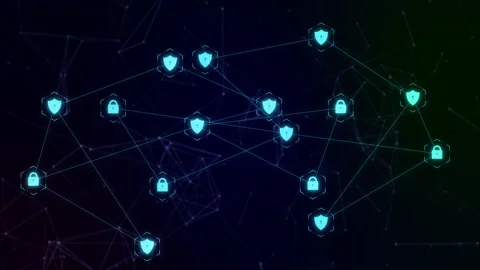 Motion graphic of Security shield and key icon connection with line and polygon Stockbeeldmateriaal 131074224