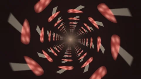 Motion graphic showing shapes rotating in a tunnel of light Stock Footage 338990300