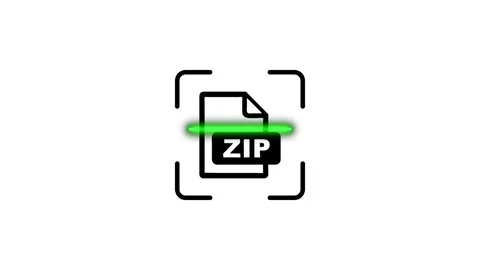 A motion graphic showing zip file being scanned with a green laser inside a.. Stock Footage 346498782