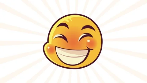 A motion graphic of a smiling emoji face with rosy cheeks on a radiant back.. Vídeo Stock 338419494