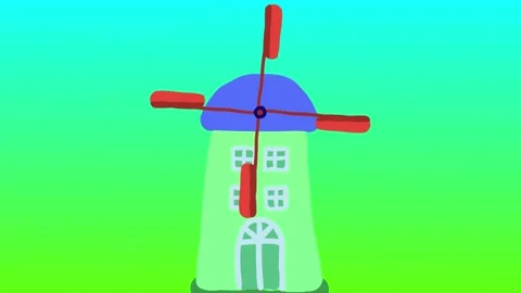 Motion graphic of spinning windmill building Stock Footage 252698770