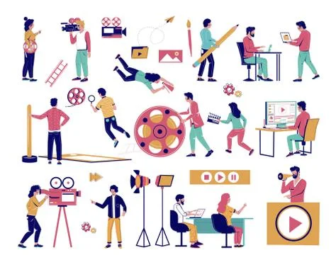 Motion graphic studio specialists, vector flat illustration Stock Illustration