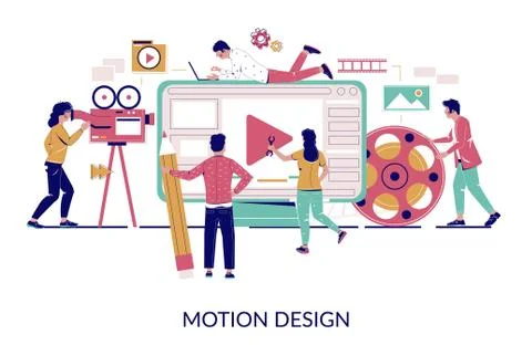 Motion graphic studio, vector flat style design illustration Stock Illustration