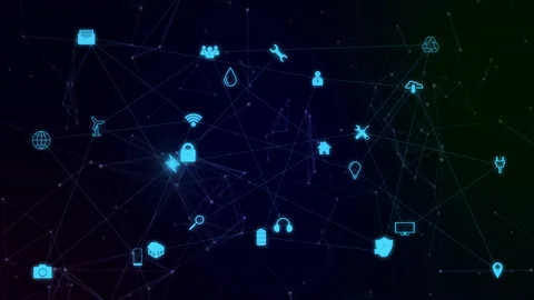 Motion graphic of technology icon connection with line and polygon Stock Footage 131074212