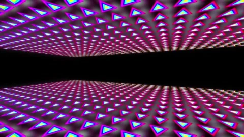 A motion graphic of triangle shaped objects with a bright neon glow inside a Stock Footage 303766184