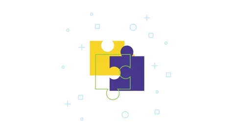 A motion graphic of two jigsaw puzzle pieces connecting with a line outlini.. Stock Footage 339047246